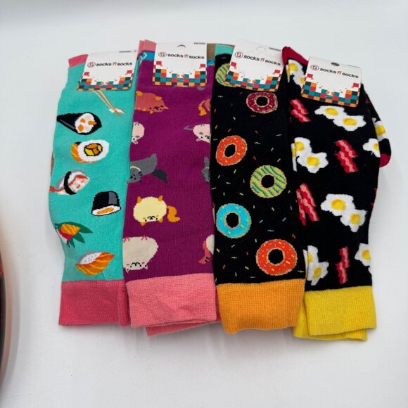 Socks n socks woman’s knee high graphic sushi fatty Cats Donuts bacon and eggs s - Picture 1 of 12